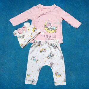 Disney Collection - 3pcs Pink Pajama Set (0-3M) Infant Baby Girl
